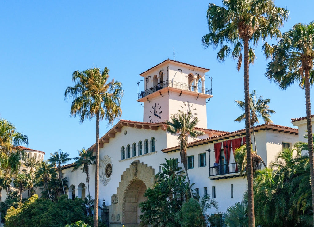 USA, California, Santa Barbara. Exterior of historic Santa Barbara County Courthouse
