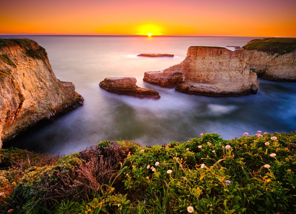 Sunset over Sharkfin Cove, Santa Cruz, California