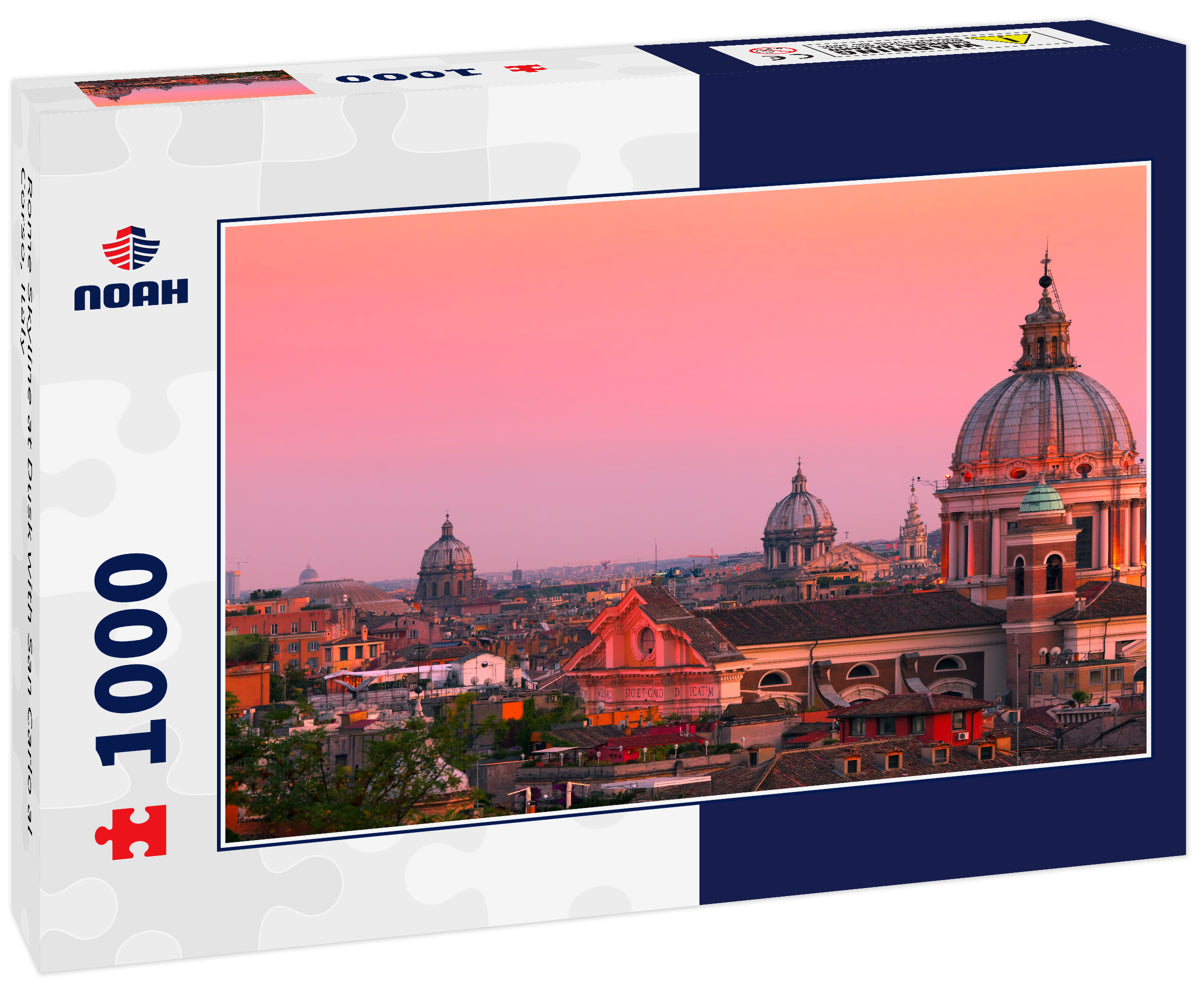 Rome Skyline at Dusk with San Carlo al Corso, Italy