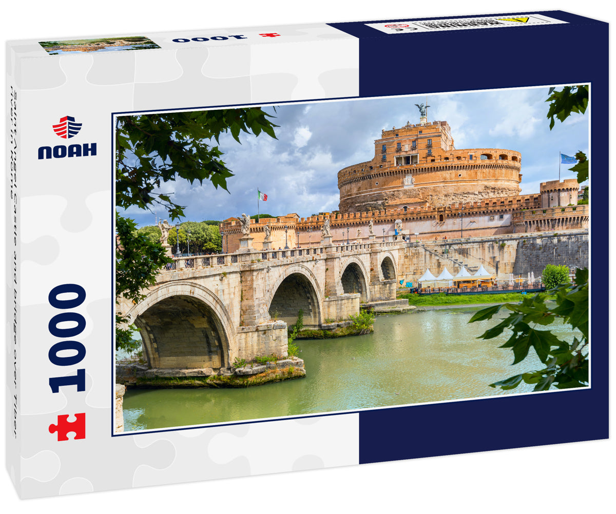 Saint Angel Castle and bridge over Tiber river in Rome