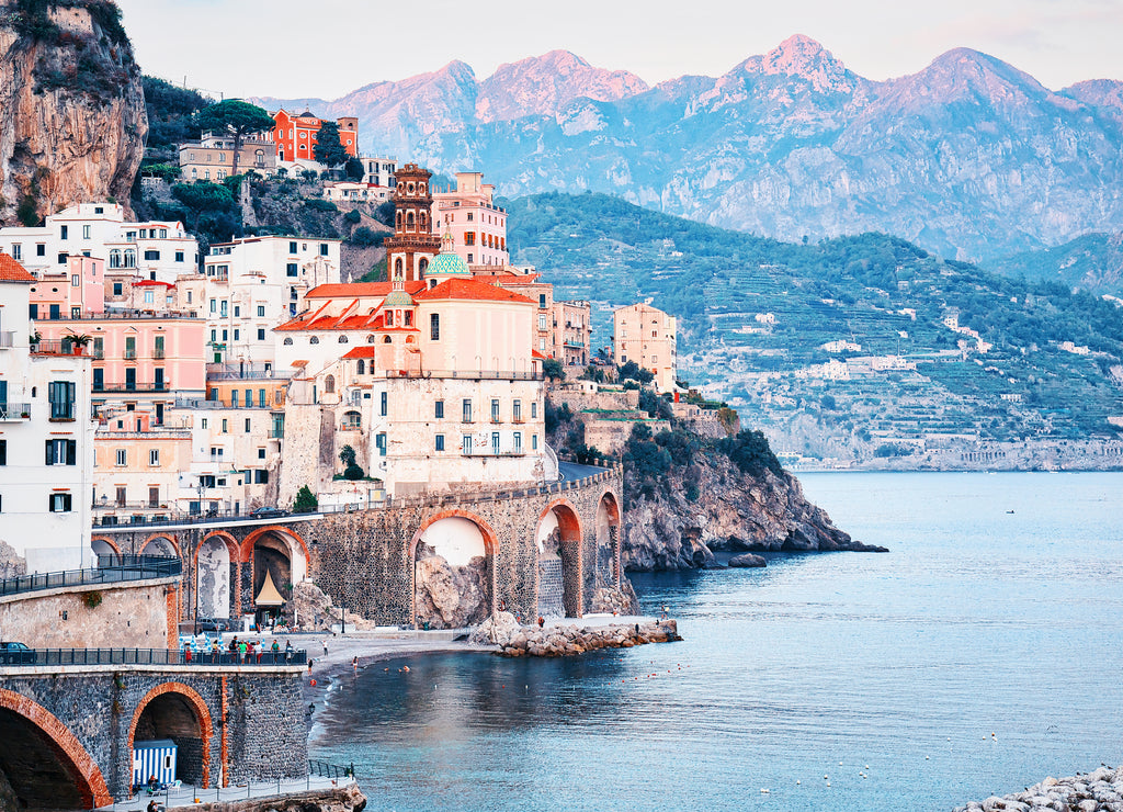 Amalfi town at Tyrrhenian sea