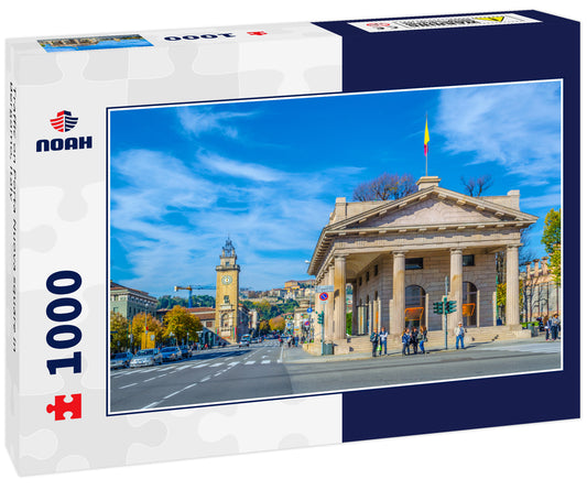 Traffic on Porta Nuova square in Bergamo, Italy