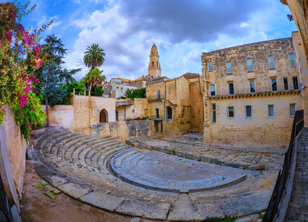 Roman historical theatre, ancient construction of Italy in the old historic city of Lecce