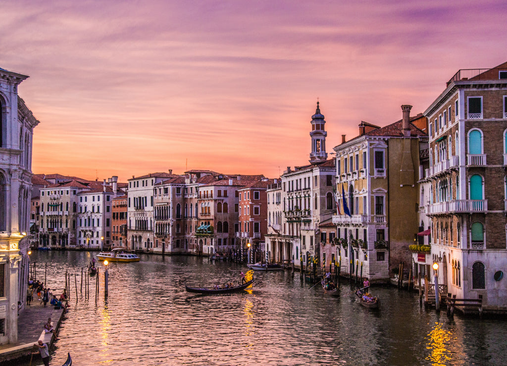 Views of streets and canals in Venice Italy