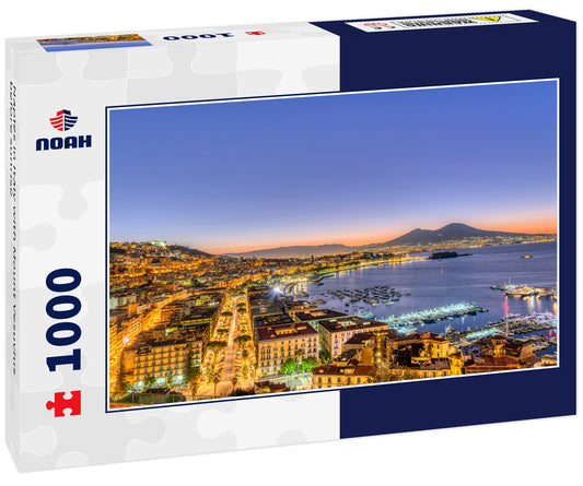 Naples in Italy with Mount Vesuvius before sunrise