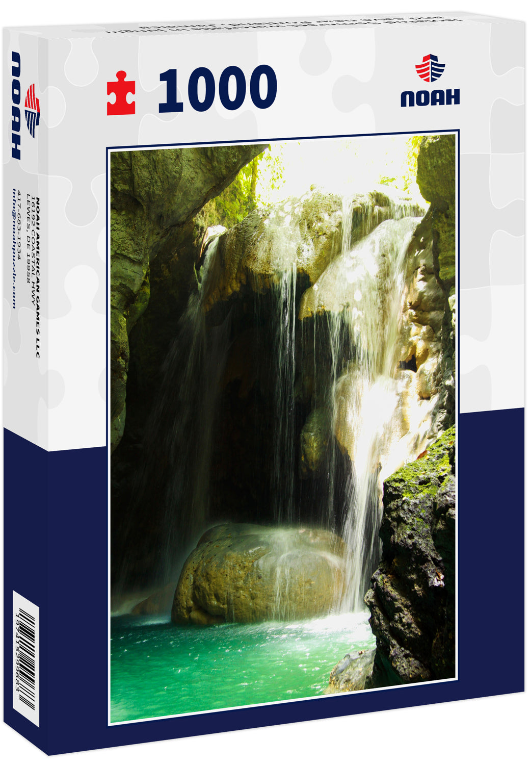 Isolated Somerset waterfalls in jungle and cave near Portland, Jamaica