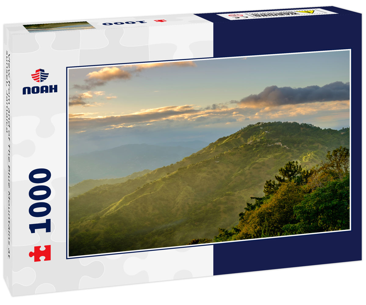 View from and of The Blue Mountains at sunset, Jamaica