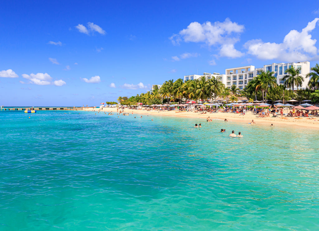 Beach at Doctor's cave in Montego Bay Jamaica
