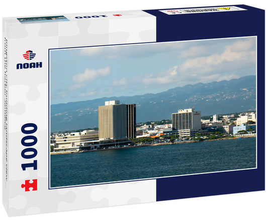 Kingston city building landscape view from the harbor Jamaica