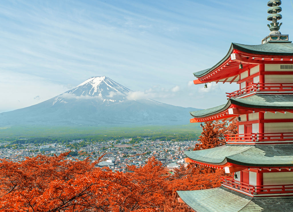 Mt. Fuji with fall colors in Japan
