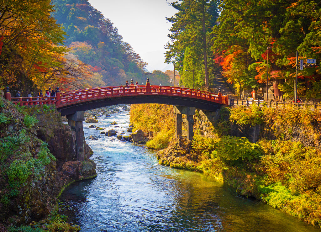Shinkyo Bridge during autumn in Nikko, Tochigi, Japan