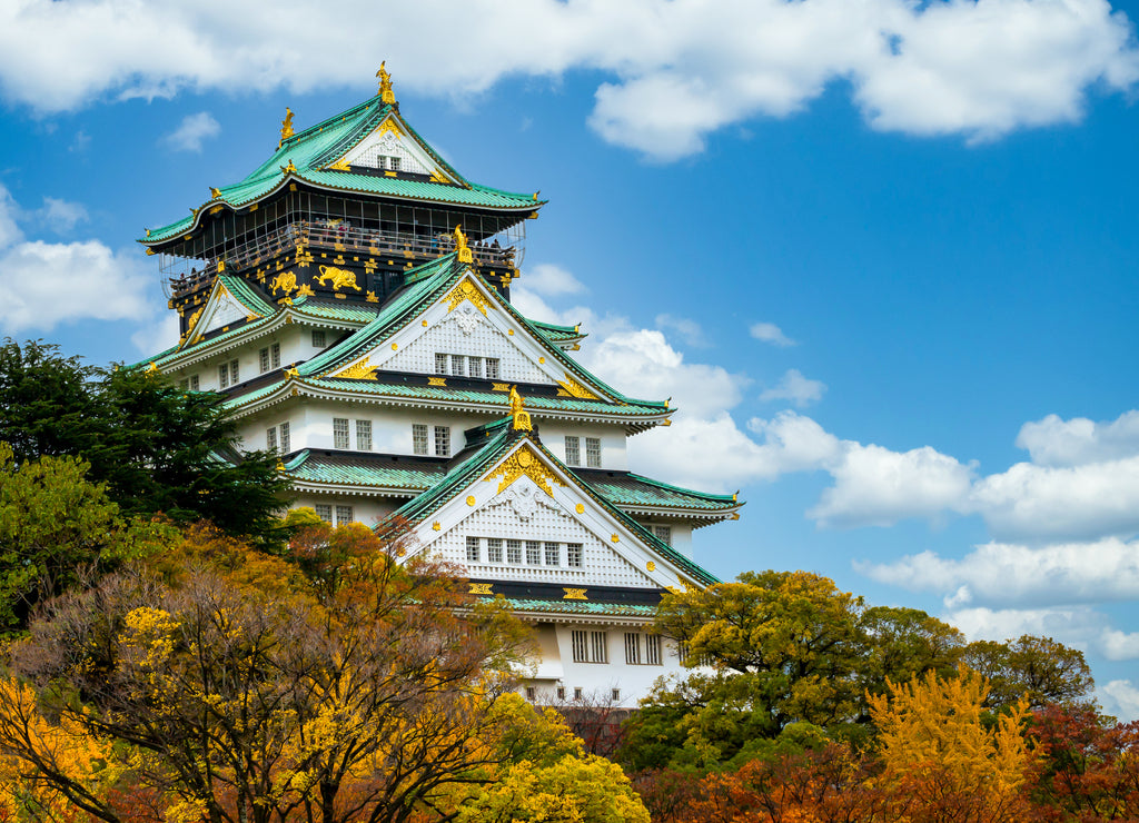 Osaka castle beautiful attraction ancient architecture landmark Osaka castle in autumn, Osaka City, Kansai