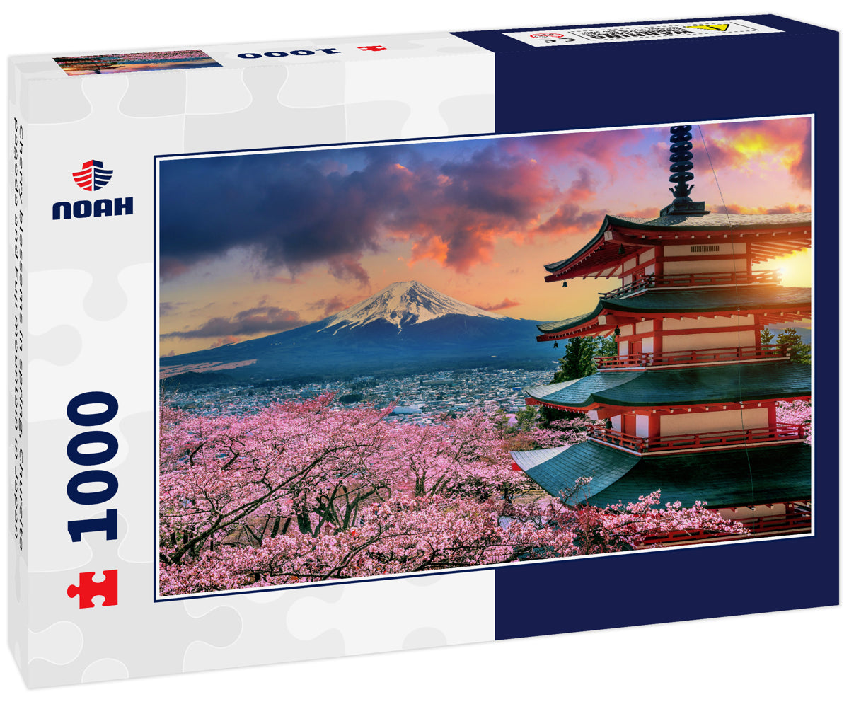 Cherry blossoms in spring, Chureito pagoda and Fuji mountain in Japan