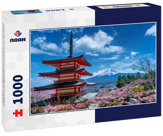 Cherry blossoms in spring, Chureito pagoda and Fuji mountain in Japan