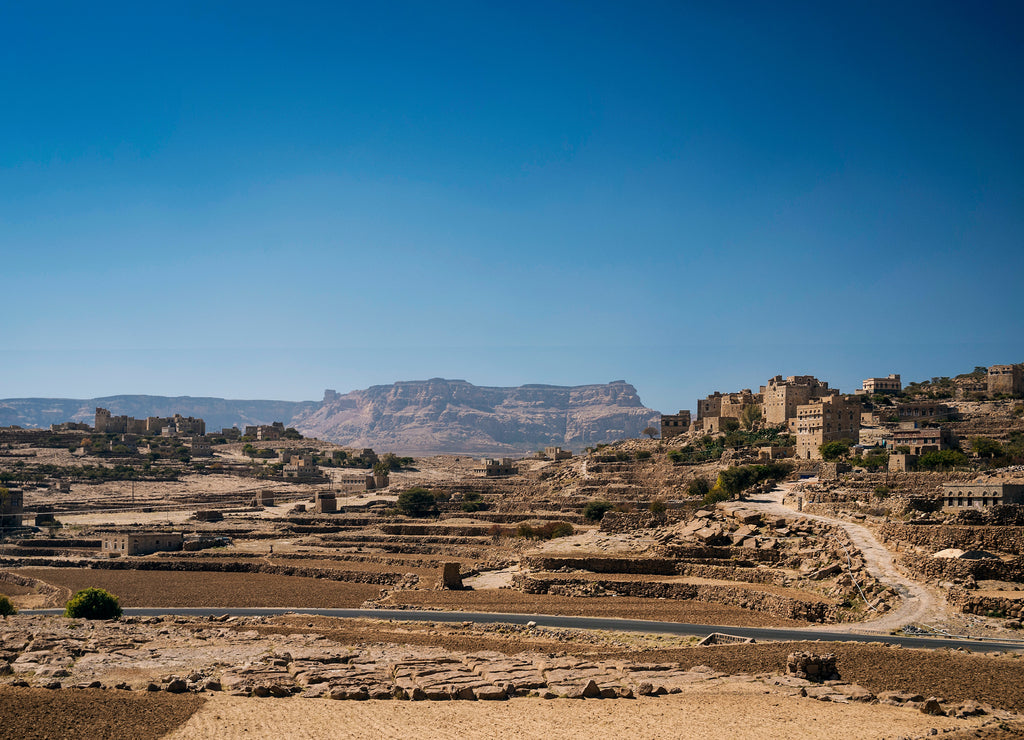thila village landscape view in rural yemen near sanaa