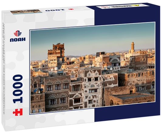 view of sanaa city old town architecture skyline in yemen