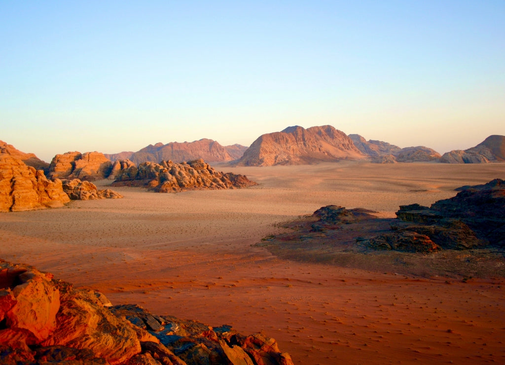 sunset in desert, Wadi Rum, Jordan