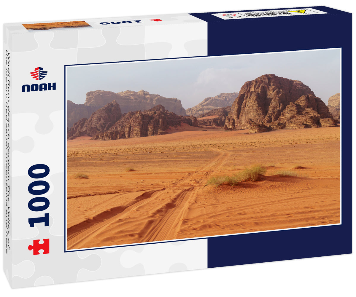 Wadi Rum desert, Jordan. The Valley of the Moon. Red sand, mountains and haze