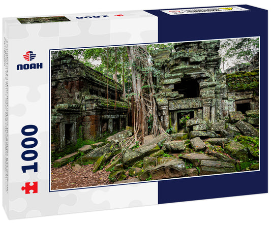 Temples of Angkor Wat where the jungle has partially overgrown the ruins near the city of Siem Reap in Cambodia