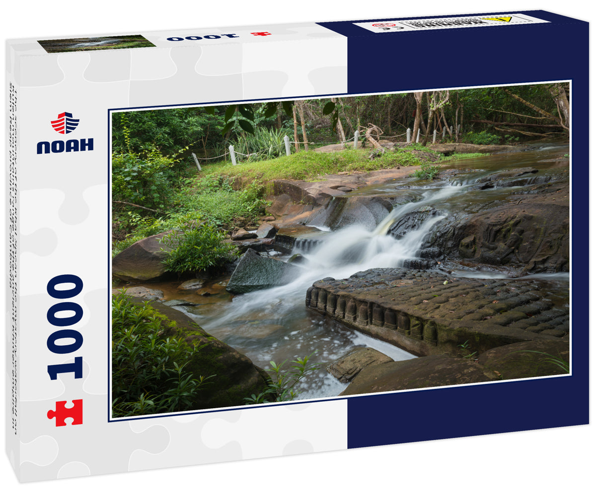 The scenery of the Kbal Spean the mystery waterfall on Kulen mountains range of the ancient Khmer empire in Siem Reap province of Cambodia