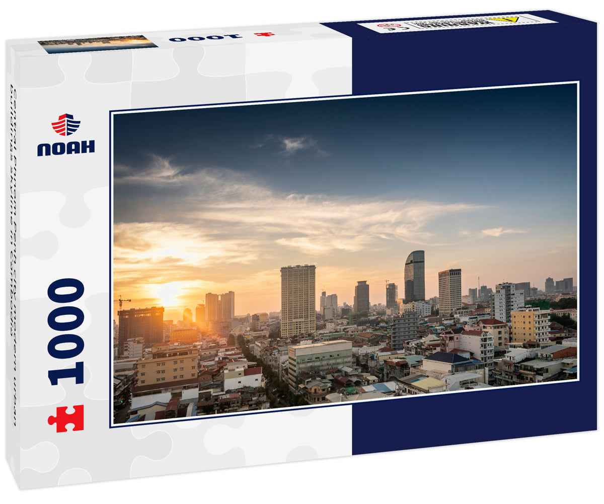 Central Phnom Penh city modern urban buildings skyline in Cambodia