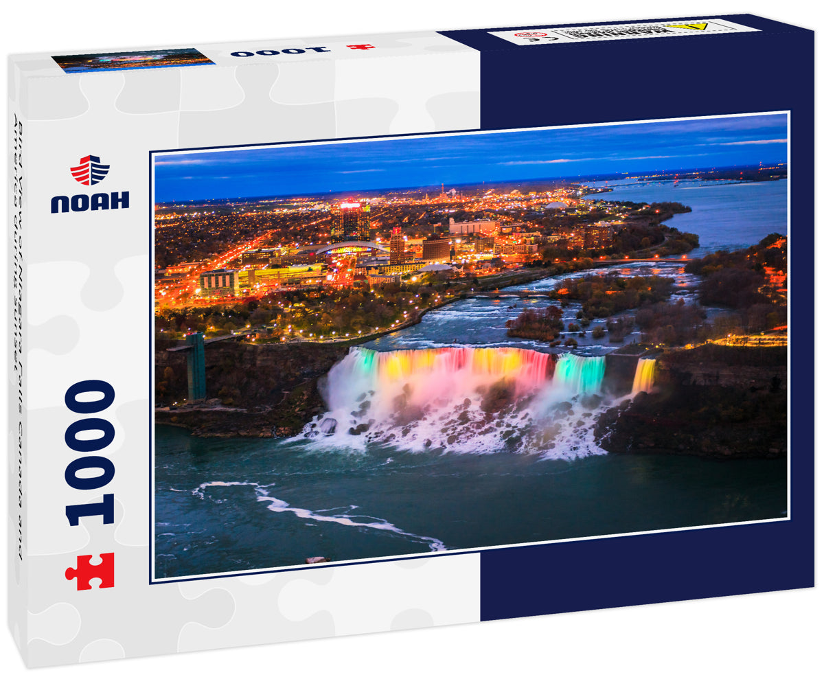 Bird View of Niagara Falls Canada and America during sunset