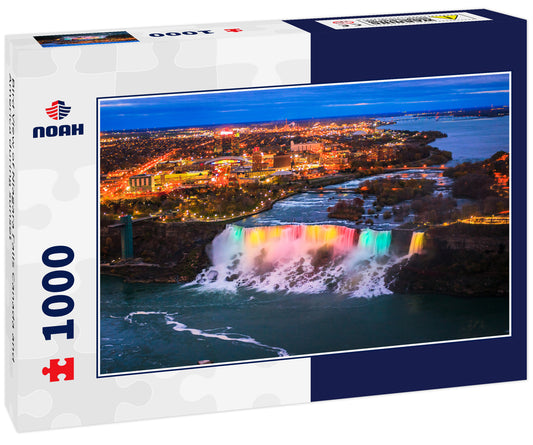 Bird View of Niagara Falls Canada and America during sunset