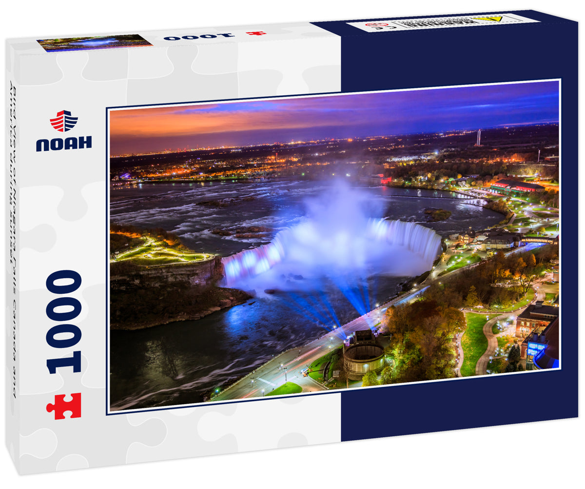 Bird View of Niagara Falls Canada and America during sunset