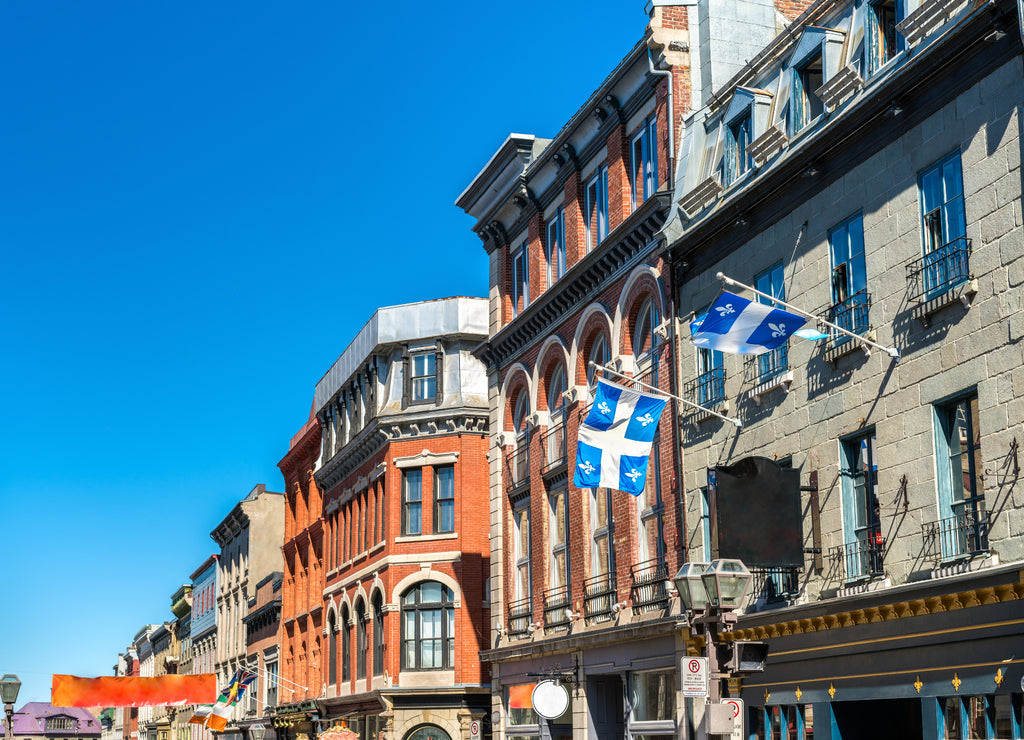 Buildings on Saint Jean Street in Quebec City, Canada