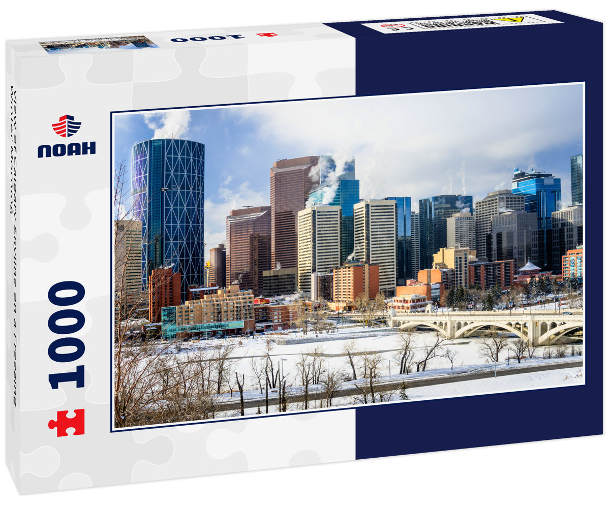View of Calgary Skyline on a Freezing Winter Morning