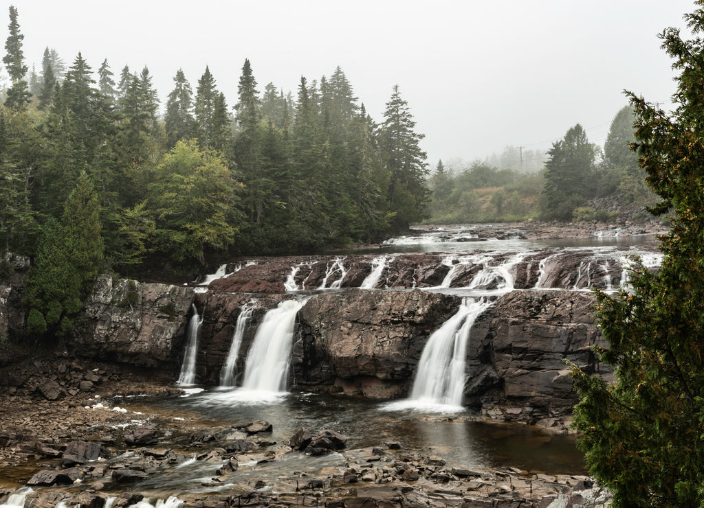 Lepreau Falls in New Brunswick Canada on a rainy day