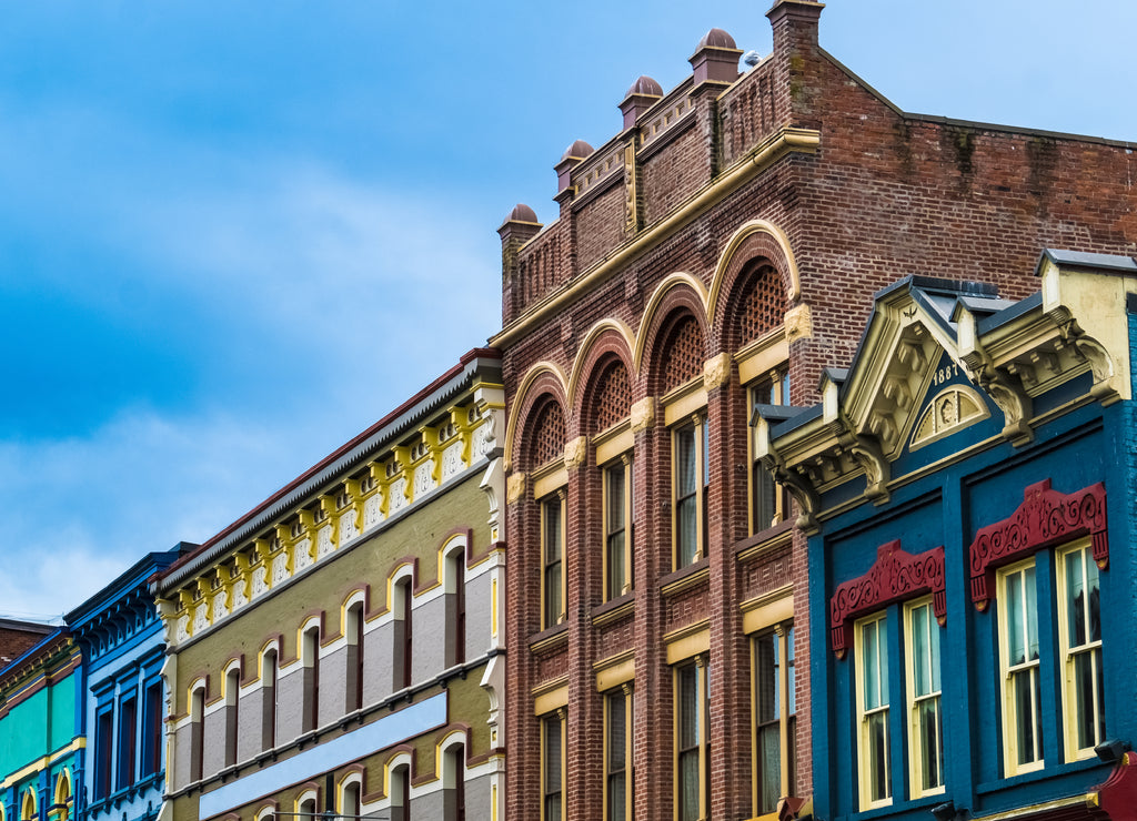 Coloful victorian style streets of the old town of Victoria, Vancouver Island, British Columbia, Canada