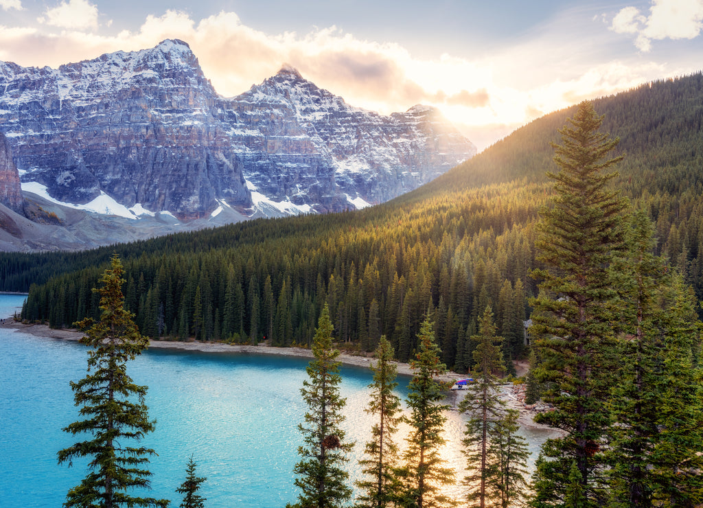 Autumn Sunset at Lake Moraine in Banff National Park