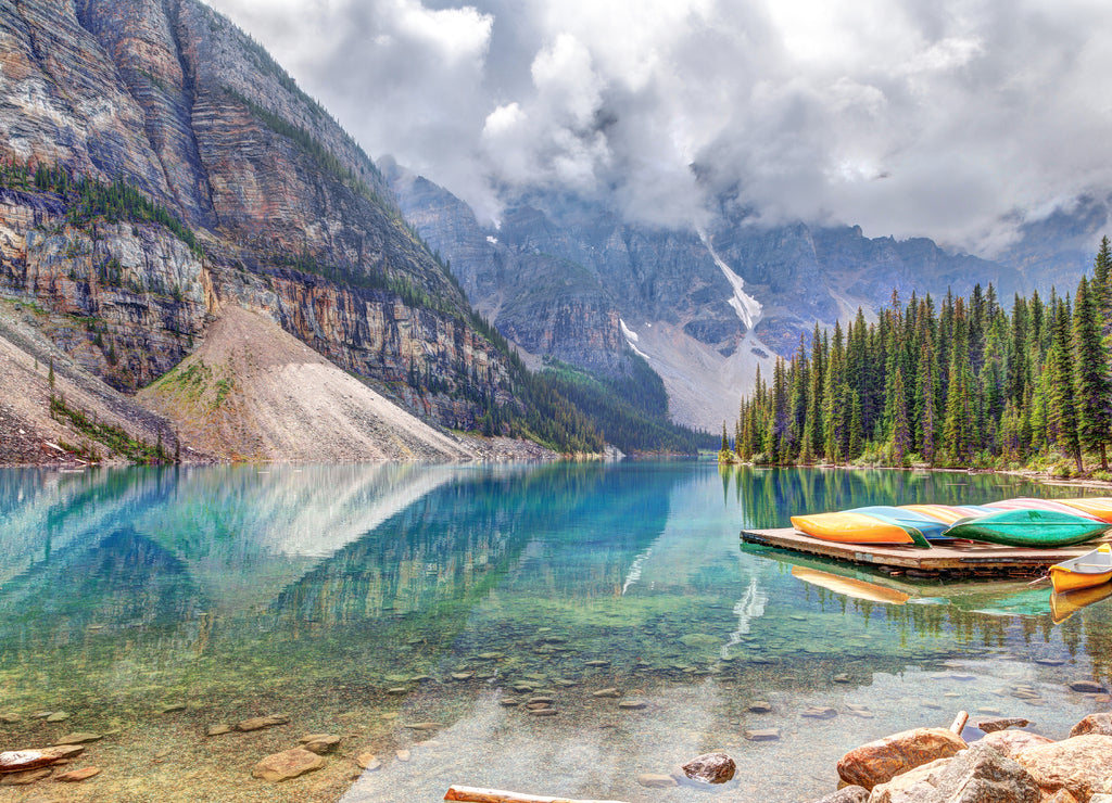Moraine Lake at Lake Louise Near Banff in Canadian Rockies