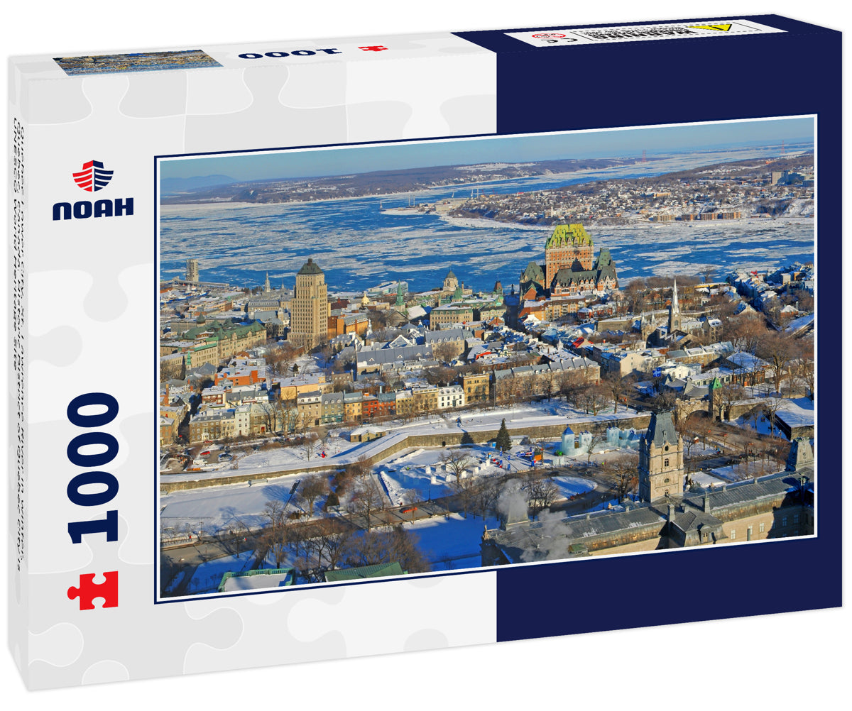 Quebec Lower City, St. Lawrence River in winter, Quebec, Canada. Historic District of Quebec City is UNESCO World Heritage Site