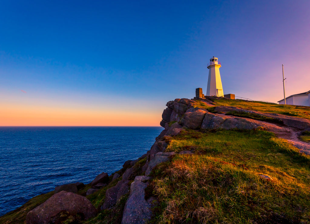 Cape Spear Lighthouse at Newfoundland, Canada, during sunset