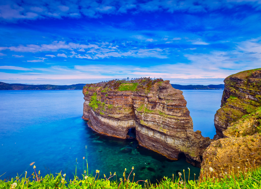 View of the cliff and the rock at Bell Island Light House, Newfoundland, Canada