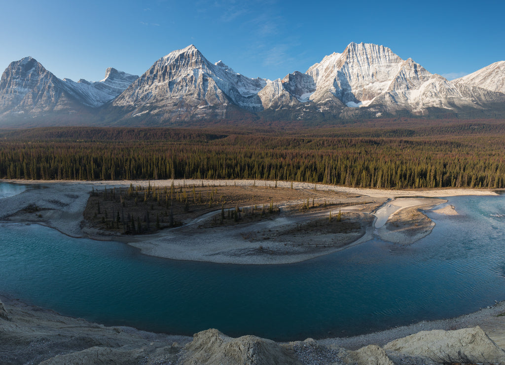 Rocky Mountains on a autumn day Jasper National Park in the Canadian Rockies. Alberta Canada Scenic landscape in Jasper national park
