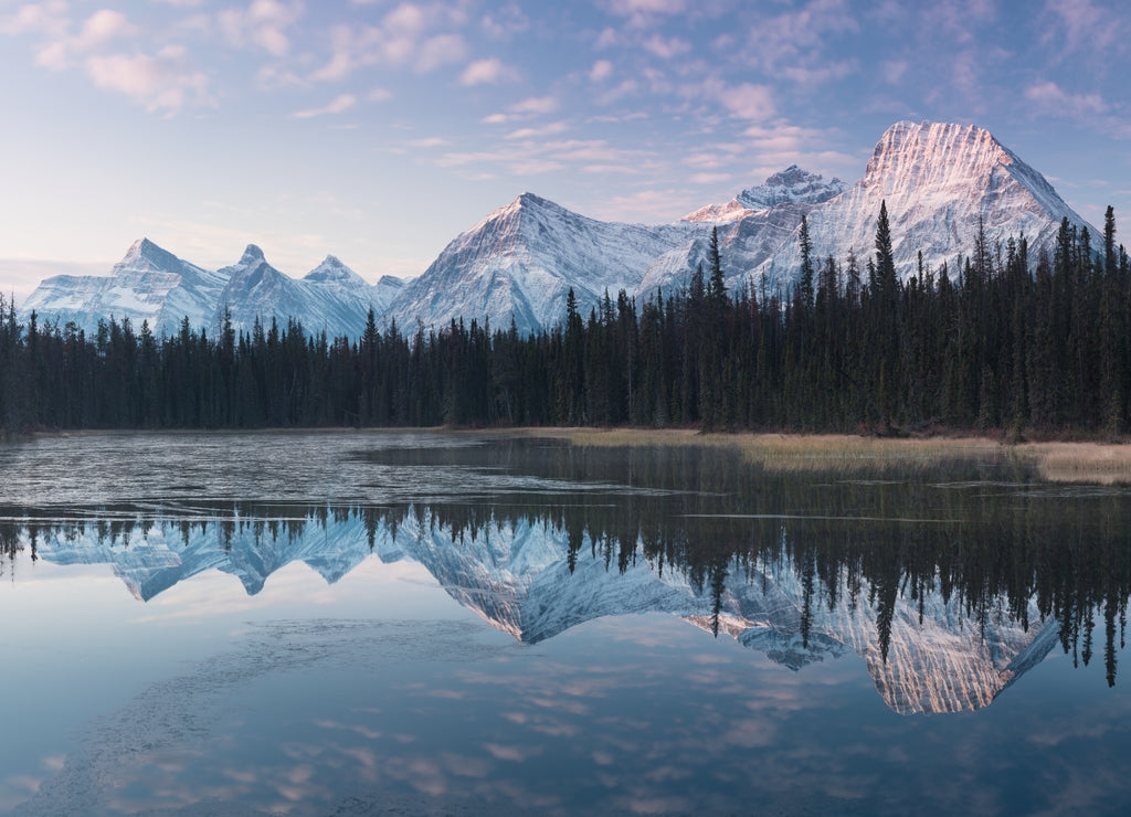 The spectacular views of mountains, lakes and trails of the Canadian Rockies in Banff National Park in Alberta, Canada