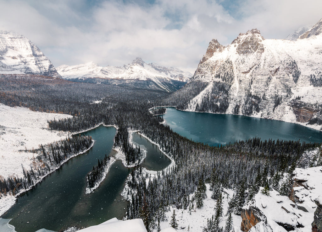 Scenery of Opabin Plateau with o'hara lake in heavy storm at Yoho national park