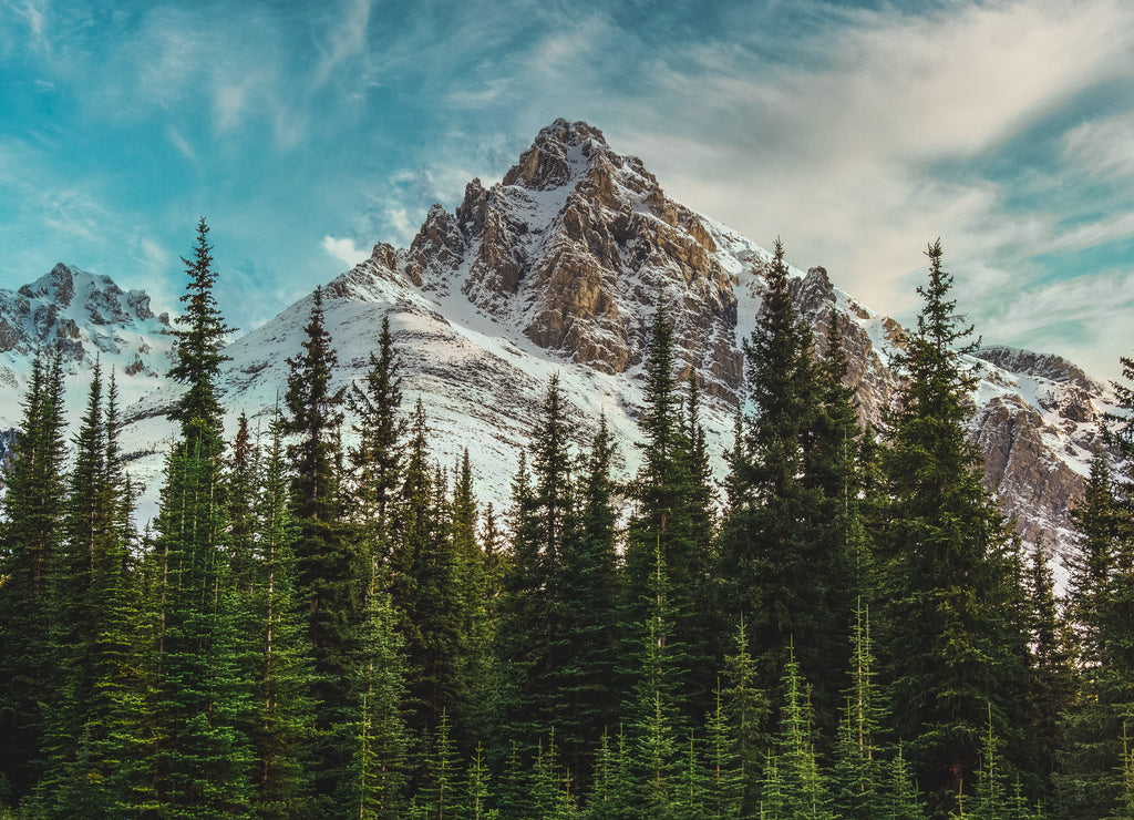 View of the Canadian Rocky mountains in Banff National Park in Alberta