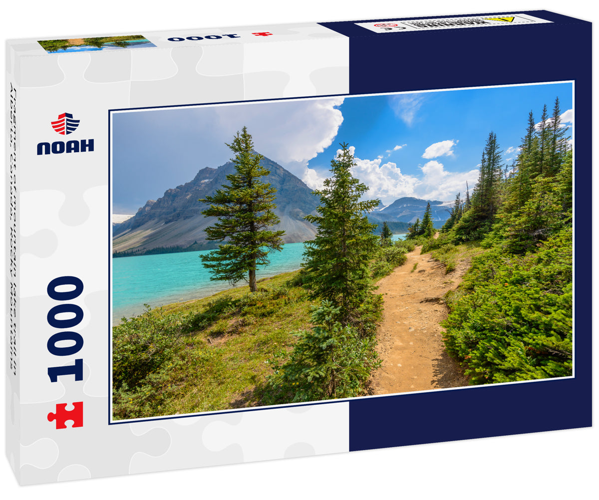 Fragment of mountain lake trail in Alberta, Canada, Rocky Mountains