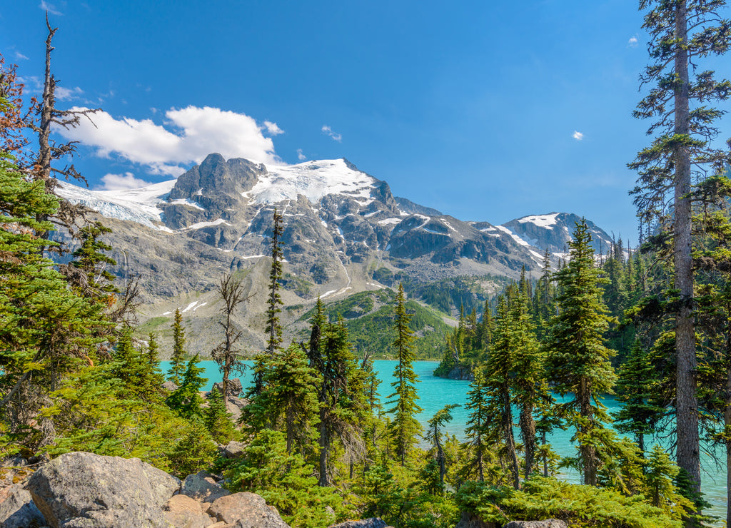 Majestic mountain lake in Canada. Upper Joffre Lake Trail View