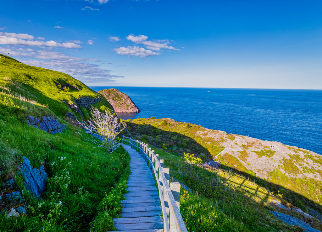 Signal Hill Walkway at St John Newfoundland, Canada with blue sky as background during summer