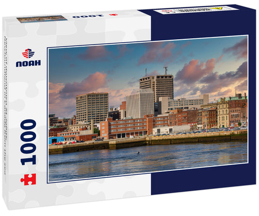 View of downtown St Johns, Newfoundland in Canada from the sea