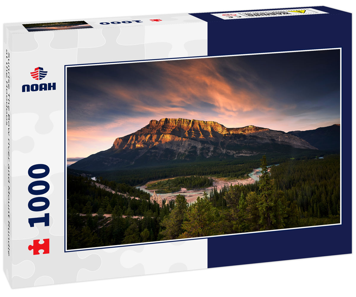 Sunrise The Bow river and Mount Rundle at the Hoodoos