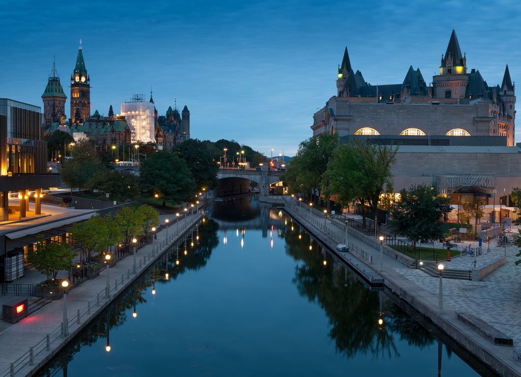 Ottawa city in Canada with lights