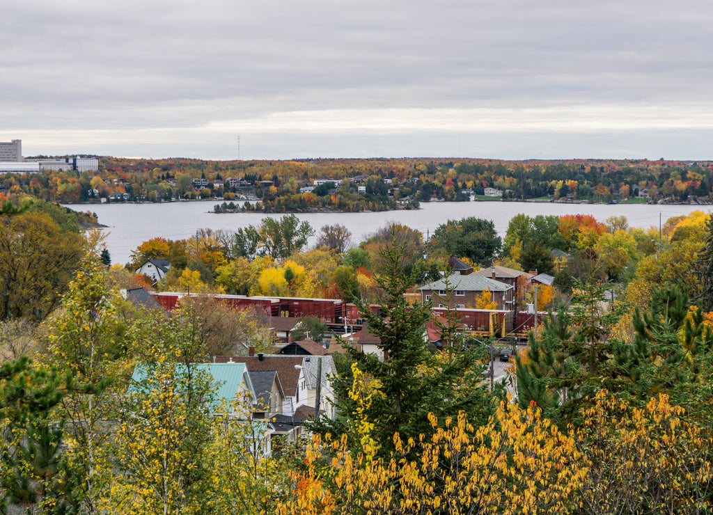 View from the Grotto of Our Lady of Lourdes on the city of Sudbury during Fall