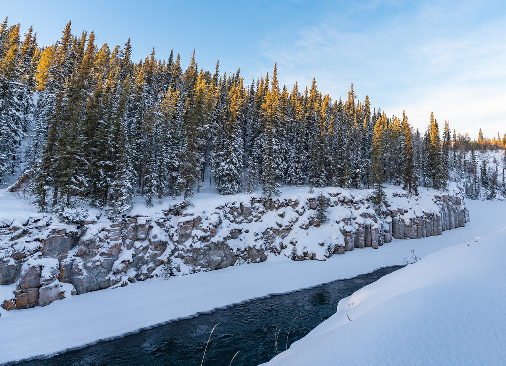 Beautiful Miles Canyon along the Yukon River outside of Whitehorse in northern Canada, Yukon Territory