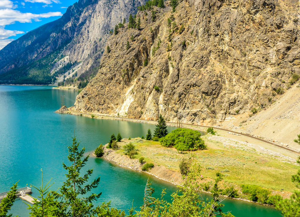 Majestic mountain lake in Canada. Seton Lake in British Columbia, Canada